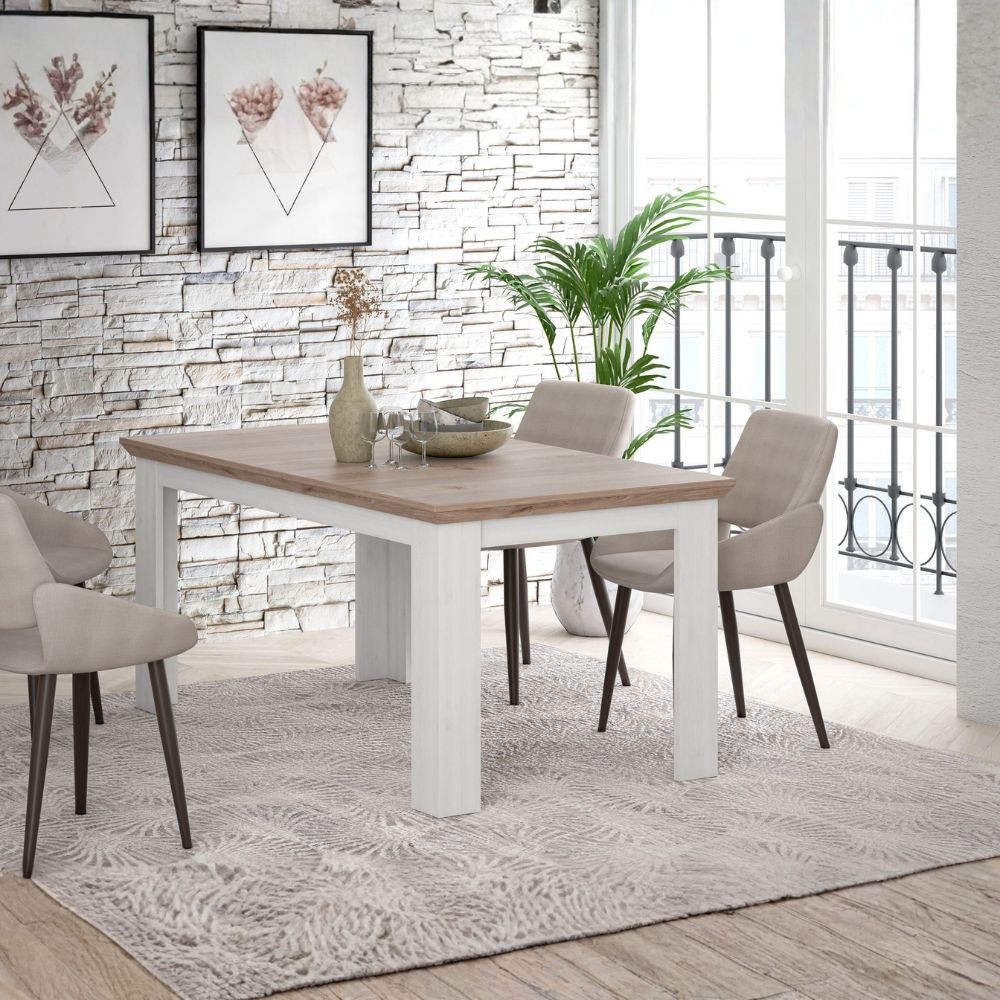 Tavolo allungabile Forma con piano in rovere e struttura bianca Tavolo allungabile Forma con piano in rovere e struttura bianca
