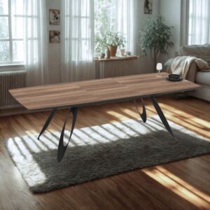 Tavolo allungabile Merkur con top rovere hazar frassinato e gambe colore nero