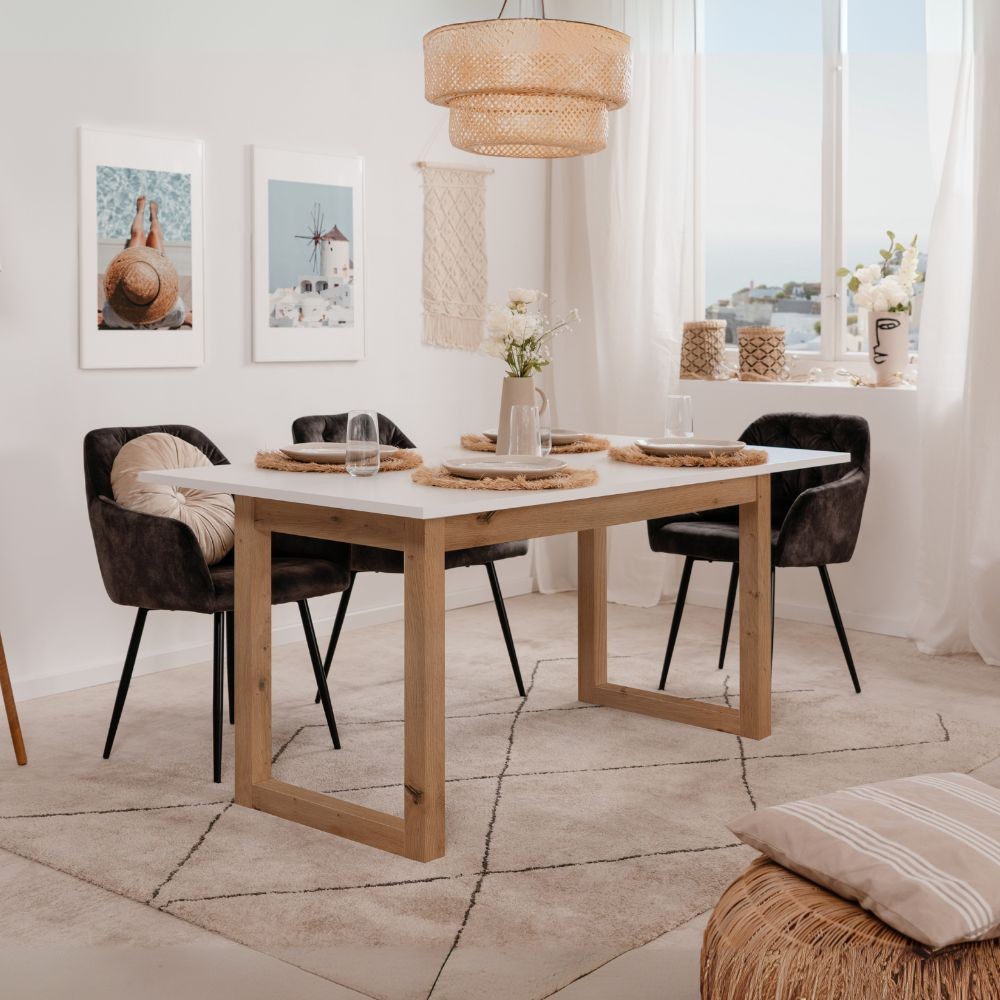 Tavolo allungabile New Denver50 con allunga da 40 cm. in bianco e rovere 160x90x75Hcm. Tavolo allungabile New Denver50 con allunga da 40 cm. in bianco e rovere 160x90x75Hcm.