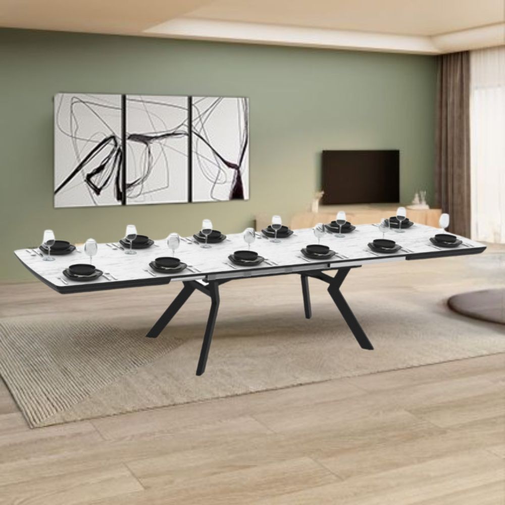 Tavolo allungabile Robat piano effetto marmo bianco opaco 160x100x76 H cm. Tavolo allungabile Robat piano effetto marmo bianco opaco 160x100x76 H cm.