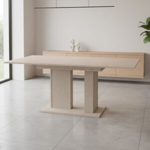 Tavolo allungabile Sone con allunga centrale colore cashmere