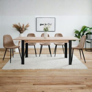 Tavolo allungabile Tolosa 80B colore rovere e gambe nere 150x75x80 cm.
