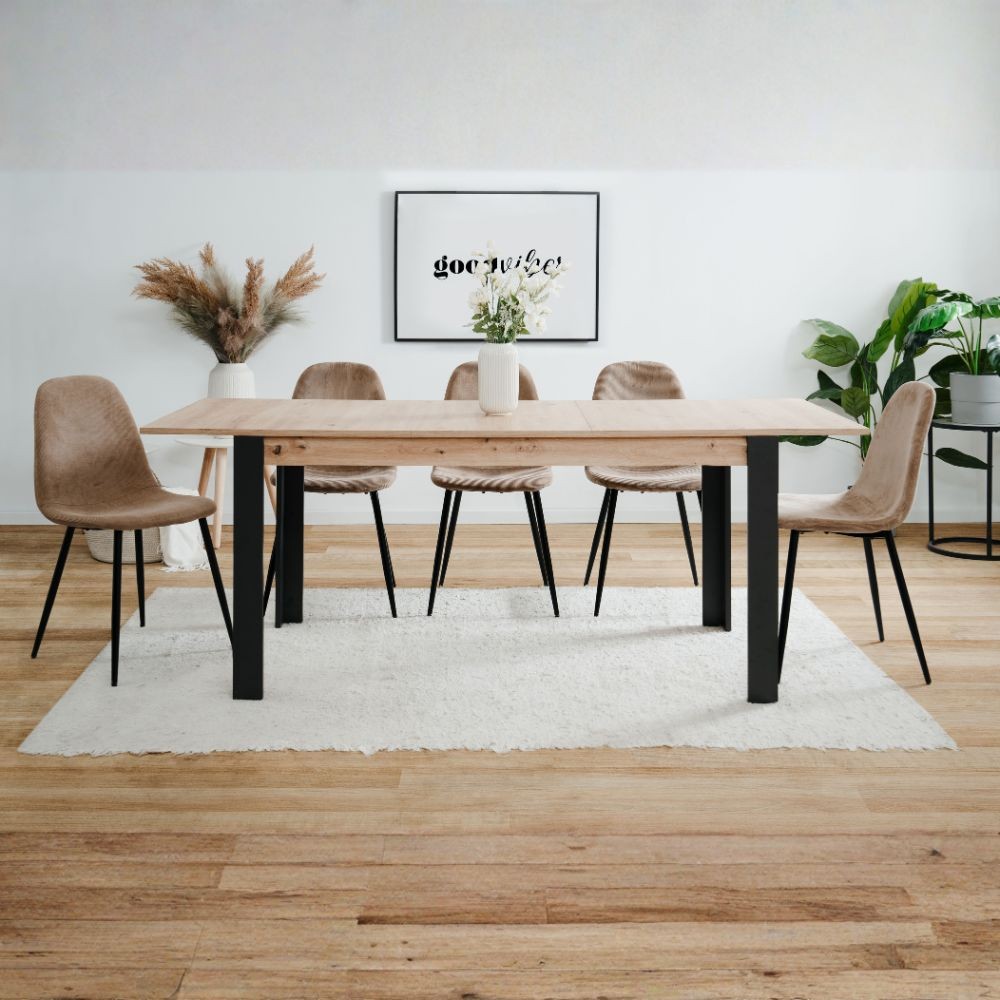 Tavolo allungabile Tolosa 80B colore rovere e gambe nere 150x75x80 cm. Tavolo allungabile Tolosa 80B colore rovere e gambe nere 150x75x80 cm.