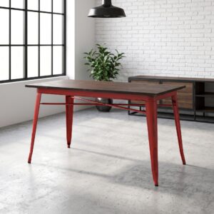 HOME Tavolo Bristol con struttura in ferro e top in legno rosso