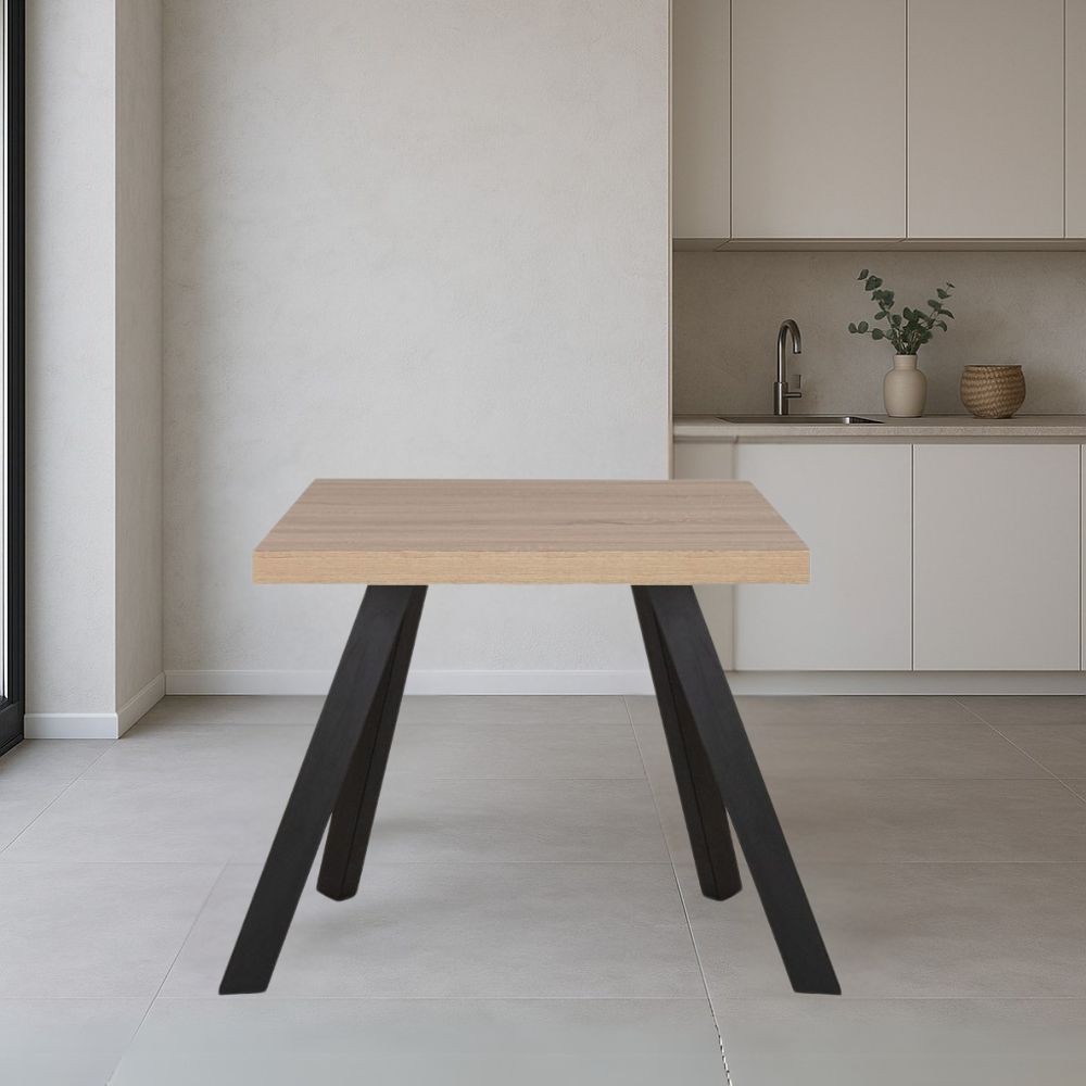 Tavolo fisso Marburg 80x80 con piano rovere e struttura in acciaio antracite Tavolo fisso Marburg 80x80 con piano rovere e struttura in acciaio antracite