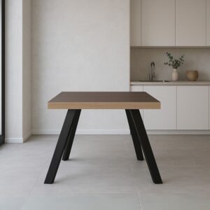 Tavolo fisso Marburg 80x80 con piano teak e struttura in acciaio antracite