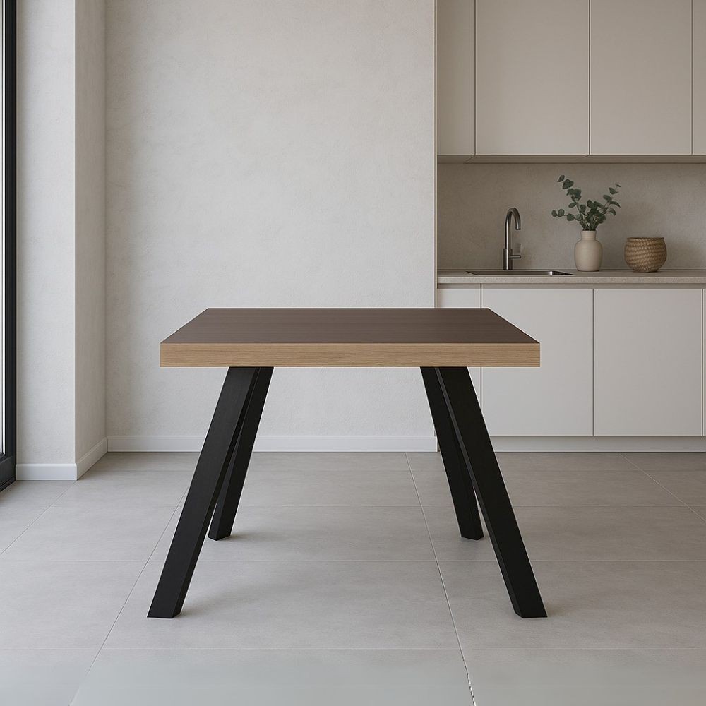 Tavolo fisso Marburg 80x80 con piano teak e struttura in acciaio antracite Tavolo fisso Marburg 80x80 con piano teak e struttura in acciaio antracite