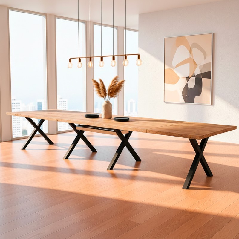 Tavolo Milonga480 180x100 cm. allungabile 480 cm. con piano in rovere nodato e gambe antracite Tavolo Milonga480 180x100 cm. allungabile 480 cm. con piano in rovere nodato e gambe antracite