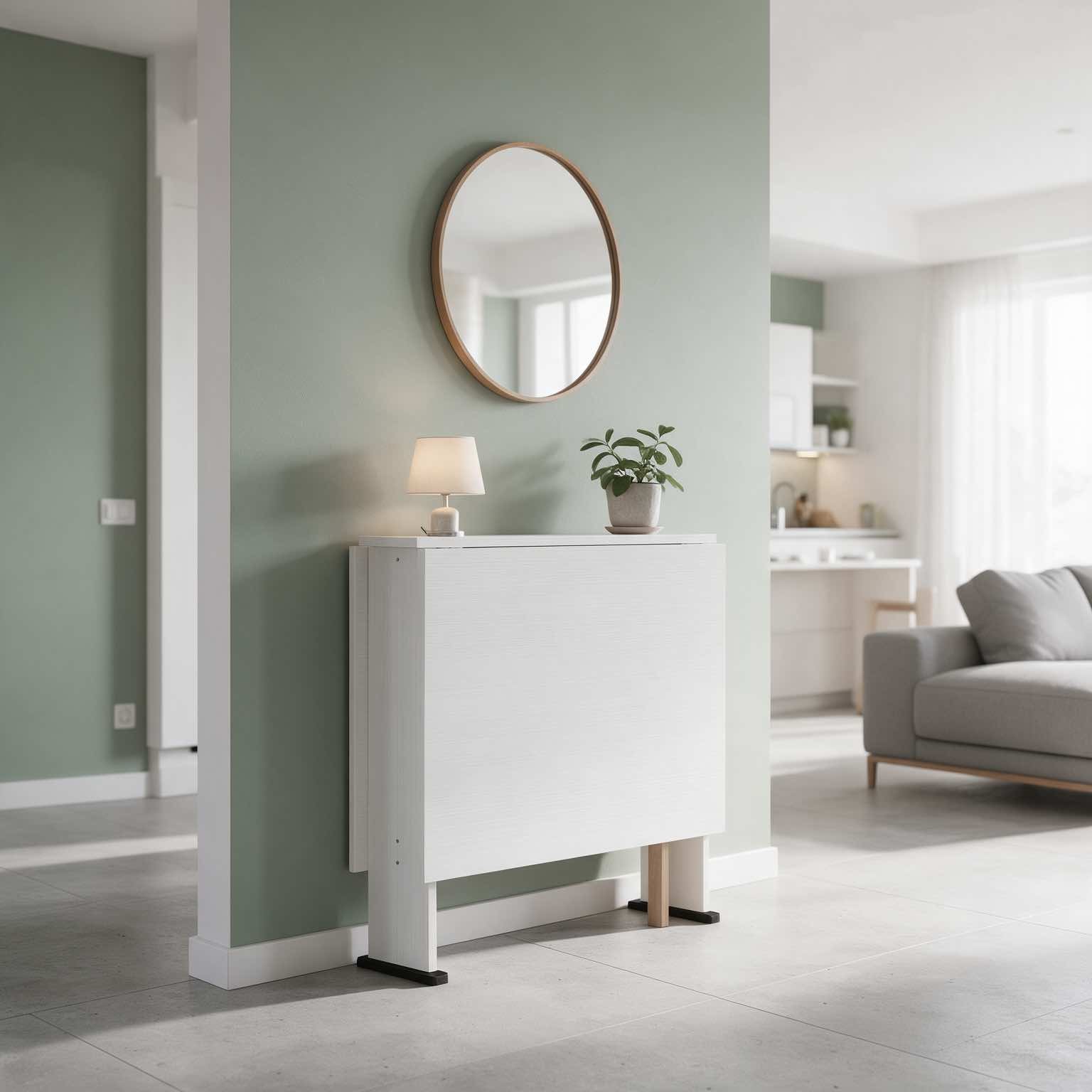 Tavolo pieghevole salvaspazio Mati 74x136 colore bianco frassinato Tavolo pieghevole salvaspazio Mati 74x136 colore bianco frassinato