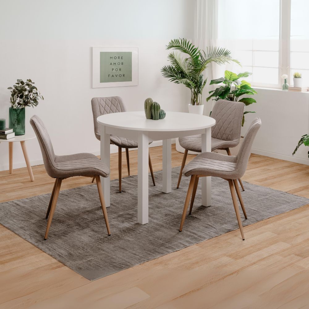 Tavolo rotondo allungabile Coburg 100 colore bianco 100x76x100 cm. Tavolo rotondo allungabile Coburg 100 colore bianco 100x76x100 cm.