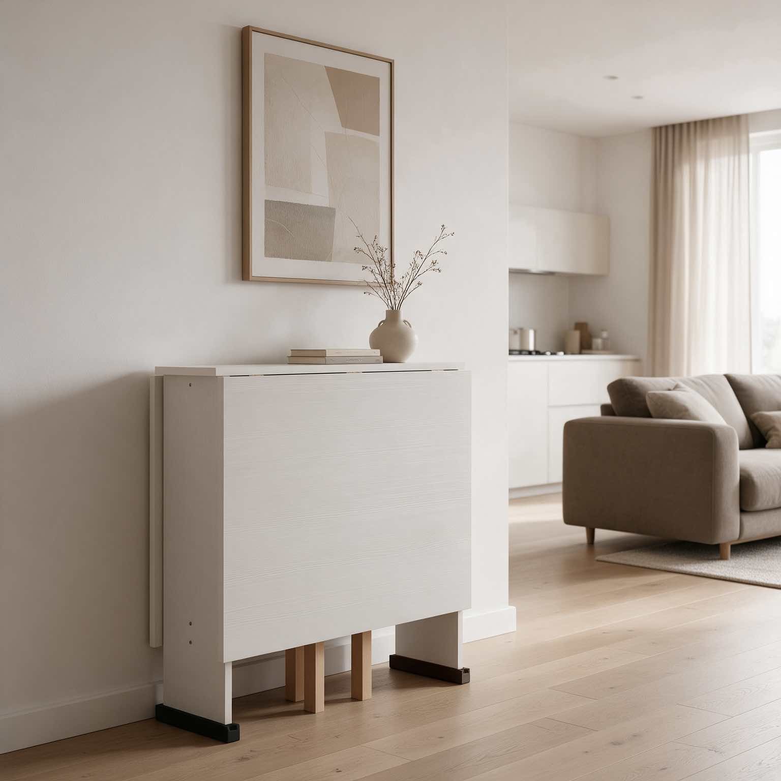 Tavolo salvaspazio Trio pieghevole 140x90x78 cm colore bianco frassinato Tavolo salvaspazio Trio pieghevole 140x90x78 cm colore bianco frassinato