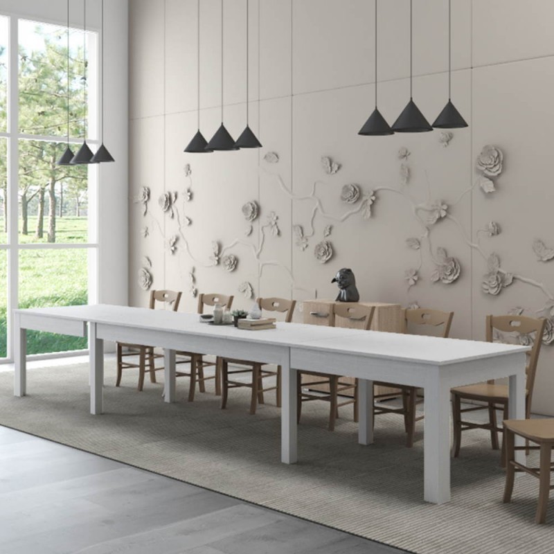 Tavolo Super4 160x90 allungabile a 320 cm bianco frassinato Tavolo Super4 160x90 allungabile a 320 cm bianco frassinato