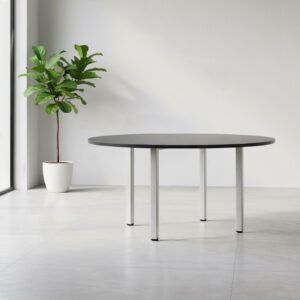 Tavolo tondo Leccino diametro 120 con piano antracite satinato e gambe alluminio