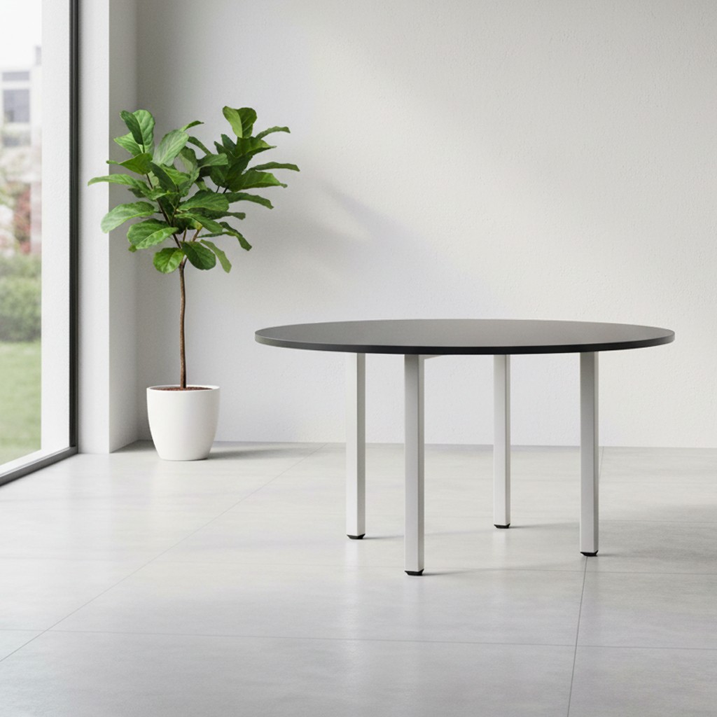 Tavolo tondo Leccino diametro 90 cm. piano antracite satinato e gambe alluminio Tavolo tondo Leccino diametro 90 cm. piano antracite satinato e gambe alluminio