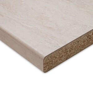 Top bordato per cucina forato verso destro in travertino 180x60x3.8 cm