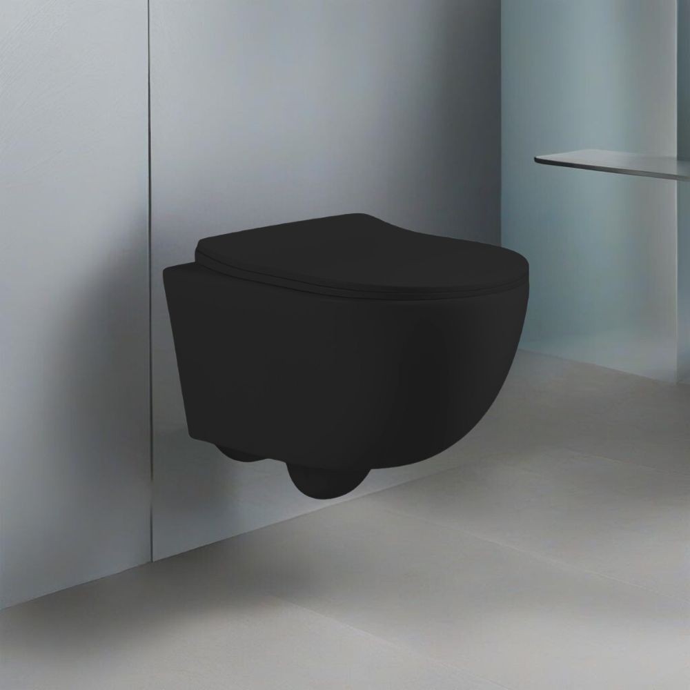 WC sospeso YJ-2381MB 36.5x48.5x36.5 cm nero opaco smaltato WC sospeso YJ-2381MB 36.5x48.5x36.5 cm nero opaco smaltato